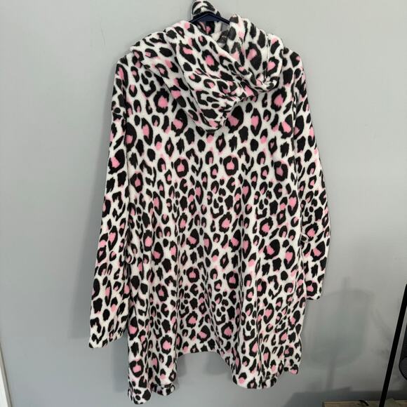 Bobbie Brooks Sleepwear Pink Cheetah Print Robe Size Large Short Length - Picture 7 of 8